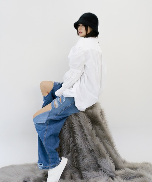 minsobi（ミンソビ）の「アンゴラファーバケットハット（ハット・レディース・グレー/ピンク/ホワイト/ブラック・FREE）」の10枚目の写真