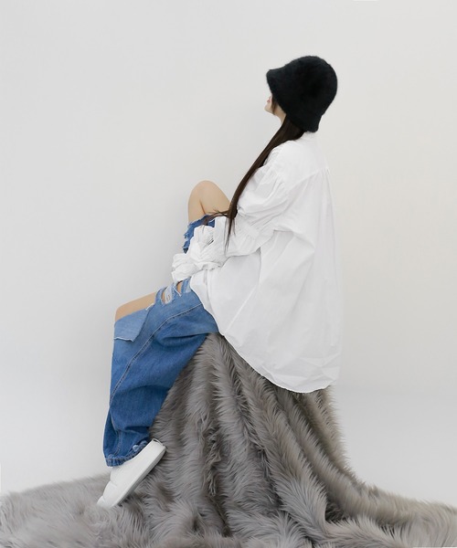 minsobi（ミンソビ）の「アンゴラファーバケットハット（ハット・レディース・グレー/ピンク/ホワイト/ブラック・FREE）」の11枚目の写真