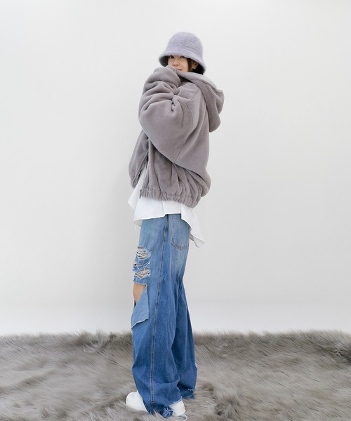 minsobi（ミンソビ）の「アンゴラファーバケットハット（ハット・レディース・グレー/ピンク/ホワイト/ブラック・FREE）」の15枚目の写真