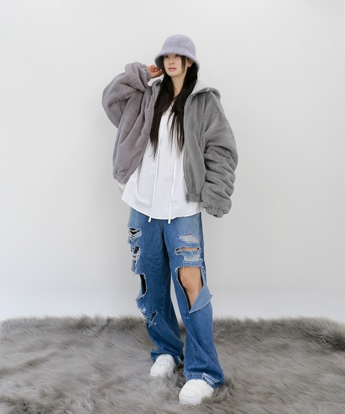 minsobi（ミンソビ）の「アンゴラファーバケットハット（ハット・レディース・グレー/ピンク/ホワイト/ブラック・FREE）」の16枚目の写真