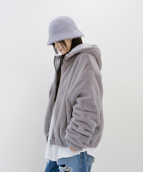 minsobi（ミンソビ）の「アンゴラファーバケットハット（ハット・レディース・グレー/ピンク/ホワイト/ブラック・FREE）」の12枚目の写真