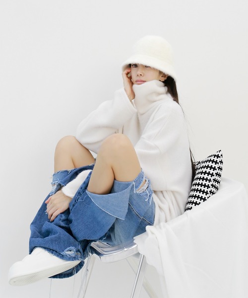 minsobi（ミンソビ）の「アンゴラファーバケットハット（ハット・レディース・グレー/ピンク/ホワイト/ブラック・FREE）」の18枚目の写真