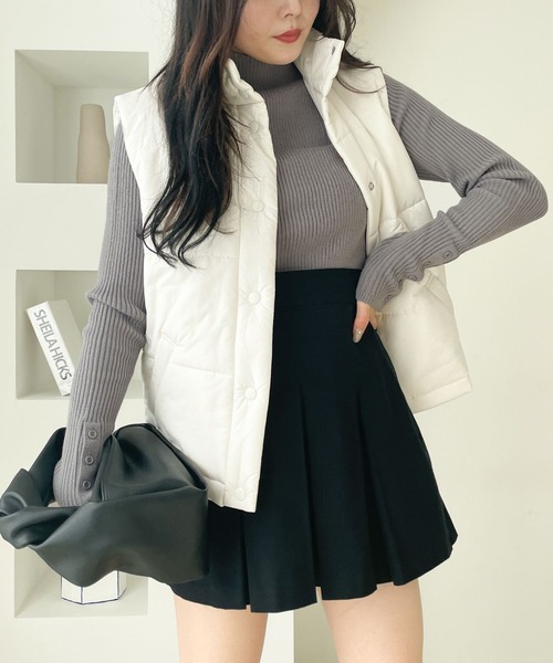 Heather(ヘザー)の「エアサーマル/スタンドカラーベスト 177355(ダウンベスト・レディース・ブラック/オフホワイト・FREE)」の17枚目の写真