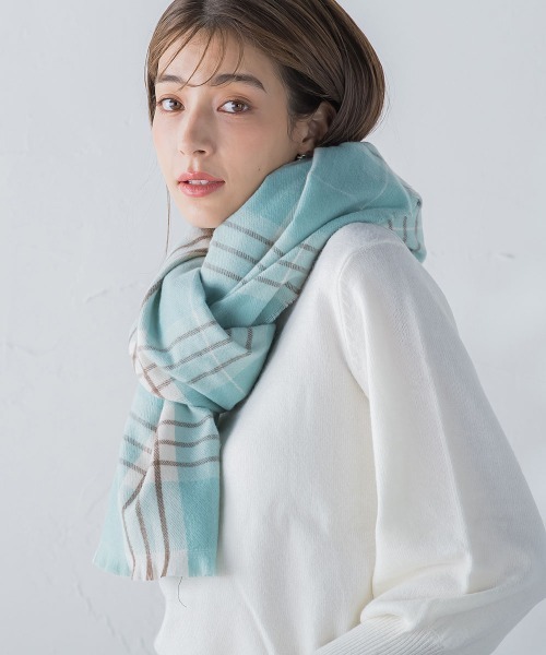 ketty（ケティ）の「タータンチェックストール（マフラー・レディース・ブラウン系その他/ピンク系その他/ブルー系その他/ダークネイビー/グレー系その他/ダークベージュ・FREE）」の21枚目の写真