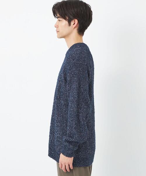 green label relaxing(グリーンレーベルリラクシング)の「ミックスカラーカールヤーン クルーネック ニット(ニット/セーター・メンズ・オフホワイト/ベージュ/ネイビー・M/S/L/XL)」の10枚目の写真