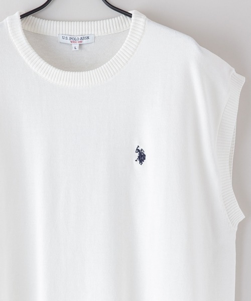 U.S. POLO ASSN.（ユーエスポロアッスン）の「【U.S. POLO ASSN./ユーエスポロアッスン】ワンポイントブランドロゴ刺繍 　ビッグシルエット　ニットベスト（ベスト・メンズ・オフホワイト/ベージュ/ネイビー/グリーン・MEDIUM/LARGE）」の10枚目の写真