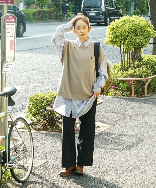 U.S. POLO ASSN.（ユーエスポロアッスン）の「【U.S. POLO ASSN./ユーエスポロアッスン】ワンポイントブランドロゴ刺繍 　ビッグシルエット　ニットベスト（ベスト・メンズ・オフホワイト/ベージュ/ネイビー/グリーン・MEDIUM/LARGE）」の20枚目の写真