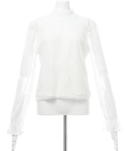 INGNI(イング)の「キャンディー袖ハイネックレーストップス(その他トップス・レディース・ブラック/オフホワイト・M)」の4枚目の写真