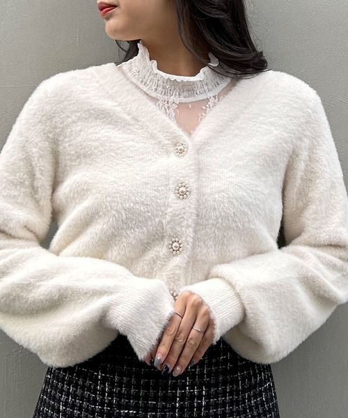 INGNI(イング)の「キャンディー袖ハイネックレーストップス(その他トップス・レディース・ブラック/オフホワイト・M)」の9枚目の写真