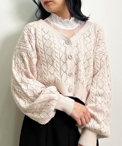 INGNI(イング)の「キャンディー袖ハイネックレーストップス(その他トップス・レディース・ブラック/オフホワイト・M)」の10枚目の写真