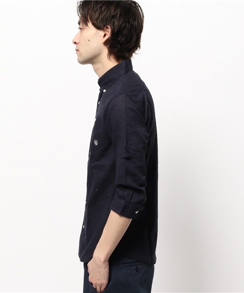 OUTLET（アウトレット）の「【CIAOPANIC TYPY】綿麻ボタンダウン7分袖シャツ（シャツ/ブラウス・メンズ・ネイビー・SMALL）」の3枚目の写真