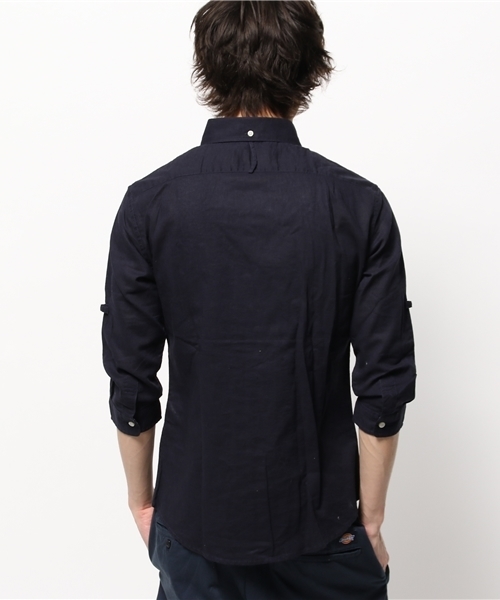 OUTLET（アウトレット）の「【CIAOPANIC TYPY】綿麻ボタンダウン7分袖シャツ（シャツ/ブラウス・メンズ・ネイビー・SMALL）」の4枚目の写真