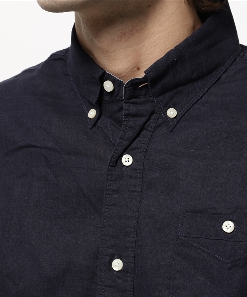 OUTLET（アウトレット）の「【CIAOPANIC TYPY】綿麻ボタンダウン7分袖シャツ（シャツ/ブラウス・メンズ・ネイビー・SMALL）」の7枚目の写真