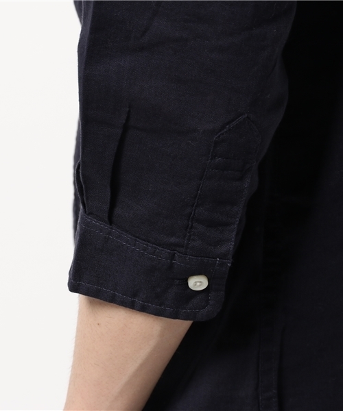 OUTLET（アウトレット）の「【CIAOPANIC TYPY】綿麻ボタンダウン7分袖シャツ（シャツ/ブラウス・メンズ・ネイビー・SMALL）」の8枚目の写真