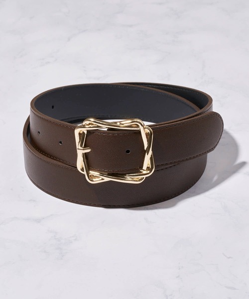 ADPOSION(アドポーション)の「スクエアバックルベルト(ベルト・レディース・ブラック/ダークブラウン/キャメル・FREE)」の1枚目の写真