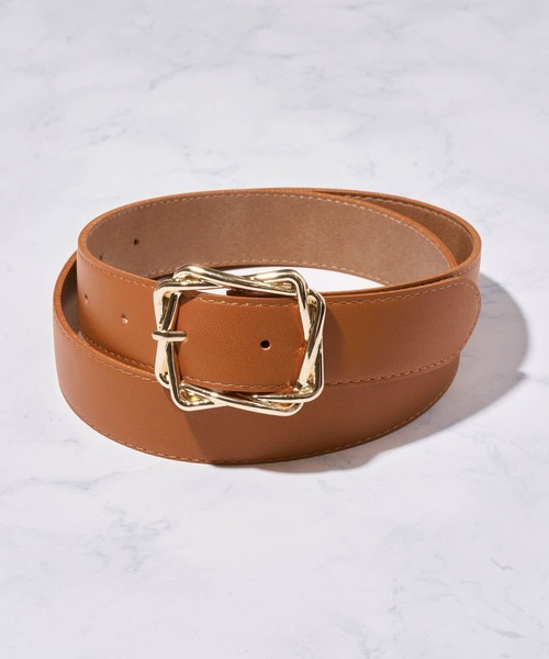 ADPOSION(アドポーション)の「スクエアバックルベルト(ベルト・レディース・ブラック/ダークブラウン/キャメル・FREE)」の3枚目の写真