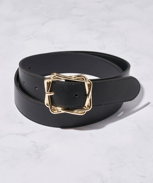 ADPOSION(アドポーション)の「スクエアバックルベルト(ベルト・レディース・ブラック/ダークブラウン/キャメル・FREE)」の2枚目の写真