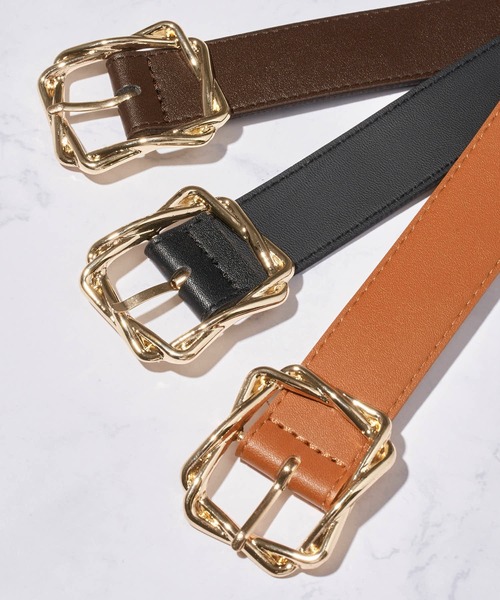 ADPOSION(アドポーション)の「スクエアバックルベルト(ベルト・レディース・ブラック/ダークブラウン/キャメル・FREE)」の5枚目の写真