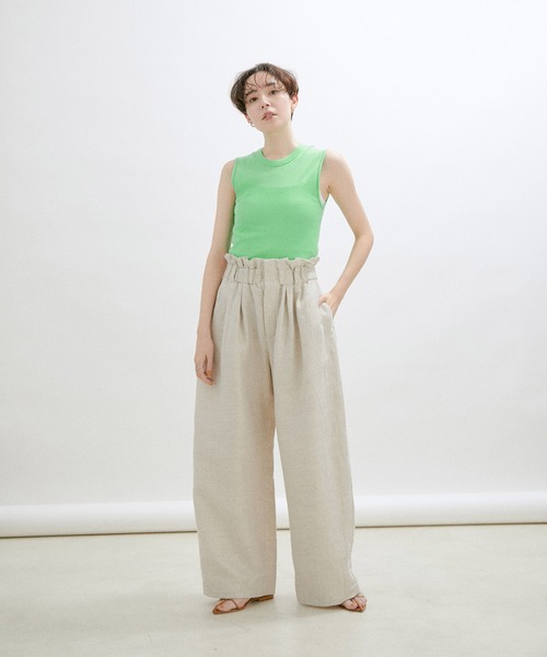 SALON adam et rope'(サロン アダム エ ロペ)の「【Smile Cotton】ノースリーブプルオーバー/タンクトップ(Tシャツ/カットソー・レディース・ブラック/グリーン系その他/ホワイト・FREE)」の4枚目の写真