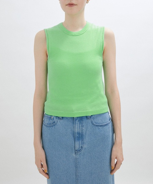 SALON adam et rope'(サロン アダム エ ロペ)の「【Smile Cotton】ノースリーブプルオーバー/タンクトップ(Tシャツ/カットソー・レディース・ブラック/グリーン系その他/ホワイト・FREE)」の9枚目の写真