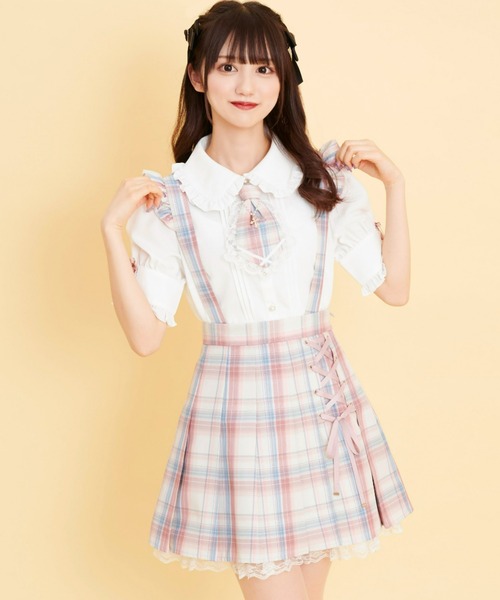 Secret Honey（シークレットハニー）の「サイドレースアッププリーツスカート（スカート・レディース・レッド/ピンク/ダークブラック/ライトピンク/ブラックミックス/ブルー/ネイビー/ピンク系その他/ブルー系その他3・MEDIUM）」の7枚目の写真