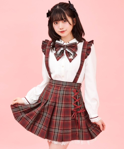 Secret Honey（シークレットハニー）の「サイドレースアッププリーツスカート（スカート・レディース・レッド/ピンク/ダークブラック/ライトピンク/ブラックミックス/ブルー/ネイビー/ピンク系その他/ブルー系その他3・MEDIUM）」の9枚目の写真