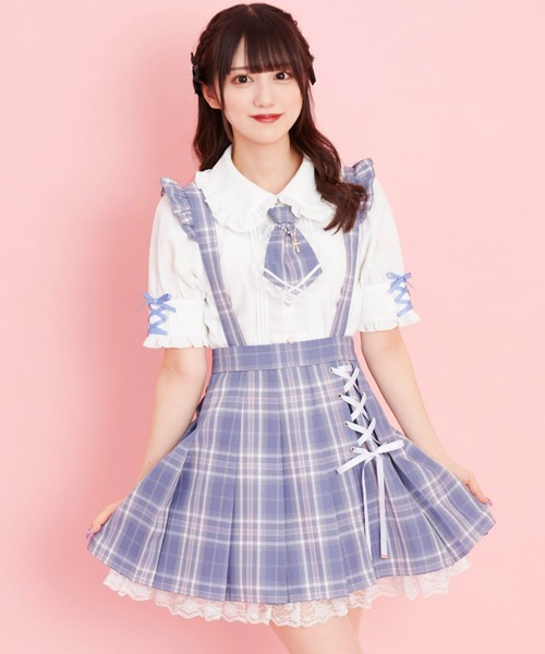 Secret Honey（シークレットハニー）の「サイドレースアッププリーツスカート（スカート・レディース・レッド/ピンク/ダークブラック/ライトピンク/ブラックミックス/ブルー/ネイビー/ピンク系その他/ブルー系その他3・MEDIUM）」の6枚目の写真