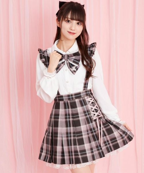 Secret Honey（シークレットハニー）の「サイドレースアッププリーツスカート（スカート・レディース・レッド/ピンク/ダークブラック/ライトピンク/ブラックミックス/ブルー/ネイビー/ピンク系その他/ブルー系その他3・MEDIUM）」の19枚目の写真