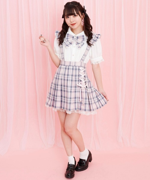 Secret Honey（シークレットハニー）の「サイドレースアッププリーツスカート（スカート・レディース・レッド/ピンク/ダークブラック/ライトピンク/ブラックミックス/ブルー/ネイビー/ピンク系その他/ブルー系その他3・MEDIUM）」の14枚目の写真