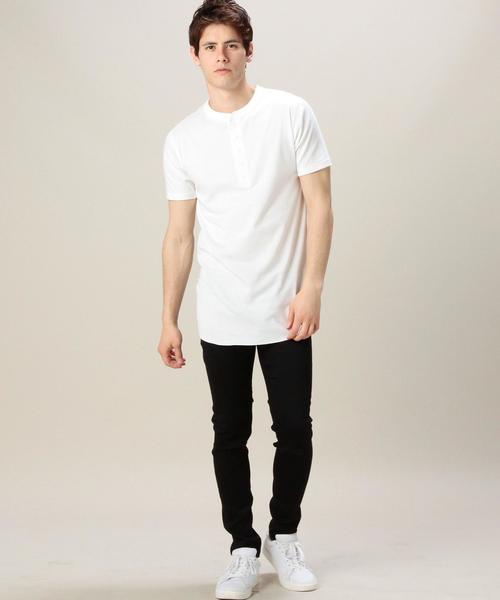 MONKEY TIME（モンキータイム）の「＜monkey time＞ 30フライス ロング ヘンリーネック Tシャツ◆（Tシャツ/カットソー・メンズ・ホワイト/グレー・SMALL/MEDIUM/LARGE）」の9枚目の写真