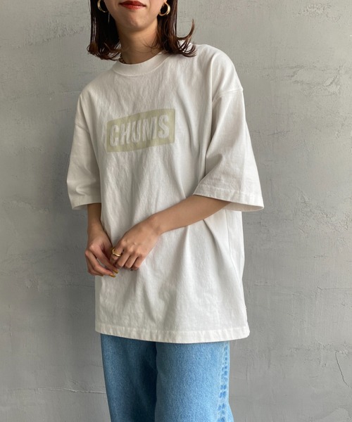 CHUMS（チャムス）の「[CHUMS/チャムス] ヘビーウェイト チャムスロゴプリントTシャツ（Tシャツ/カットソー・レディース・ホワイト/ブラック/グレイッシュベージュ・M/L/XL）」の13枚目の写真