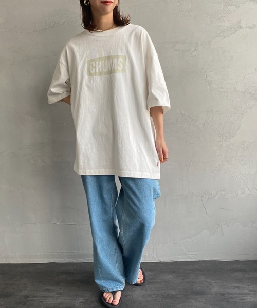 CHUMS（チャムス）の「[CHUMS/チャムス] ヘビーウェイト チャムスロゴプリントTシャツ（Tシャツ/カットソー・レディース・ホワイト/ブラック/グレイッシュベージュ・M/L/XL）」の7枚目の写真