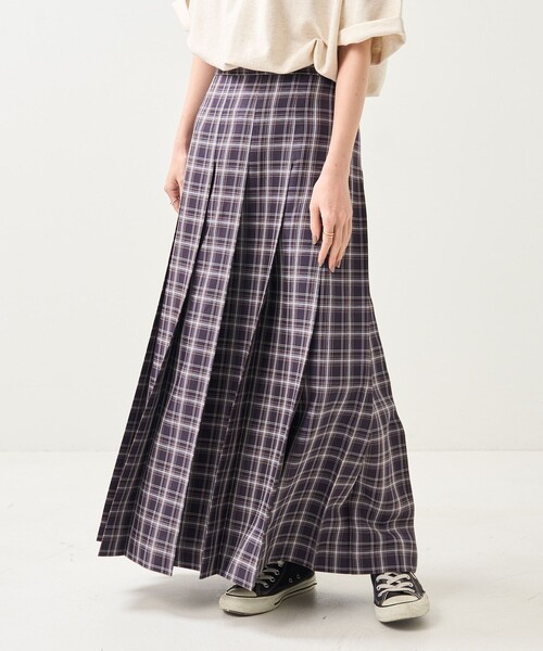 FREAK'S STORE（フリークスストア）の「サマーチェックプリーツスカート（スカート・レディース・ネイビー/イエロー/グリーン・ﾌﾘ-）」の3枚目の写真