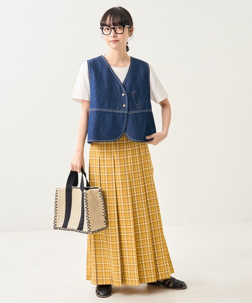 FREAK'S STORE（フリークスストア）の「サマーチェックプリーツスカート（スカート・レディース・ネイビー/イエロー/グリーン・ﾌﾘ-）」の13枚目の写真