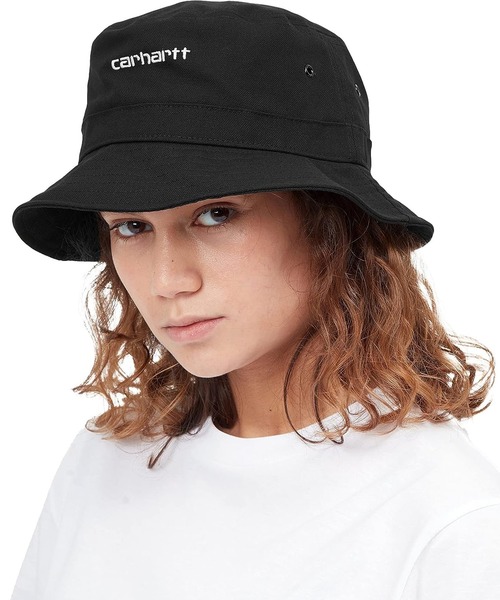 Carhartt WIP(カーハートダブリューアイピー)の「Carhartt WIP/カーハートダブリューアイピー ハット SCRIPT BUCKET HAT I029937(ハット・メンズ・ブラック/ホワイト/ブラウン・FREE)」の2枚目の写真