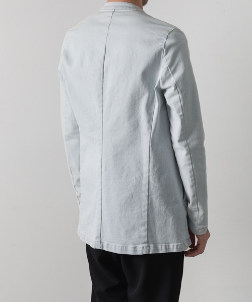 ATTACHMENT（アタッチメント）の「スーピマコットン ストレッチデニム カラーレスジャケット / SUPIMA CO STRETCH DENIM COLLARLESS JACKET（ノーカラージャケット・メンズ・ネイビー系/ブラック・3/2/1/4）」の5枚目の写真