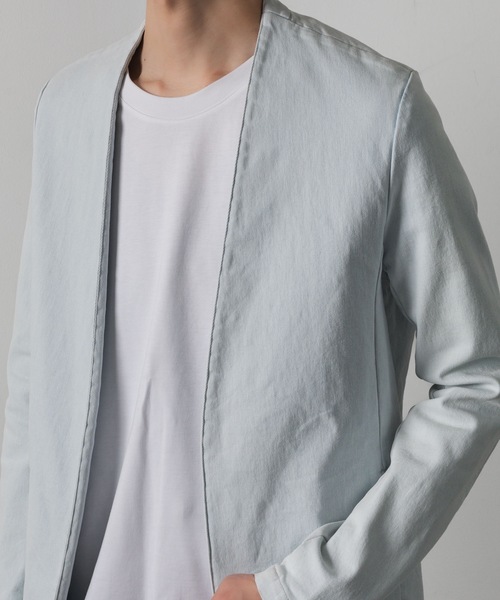 ATTACHMENT（アタッチメント）の「スーピマコットン ストレッチデニム カラーレスジャケット / SUPIMA CO STRETCH DENIM COLLARLESS JACKET（ノーカラージャケット・メンズ・ネイビー系/ブラック・3/2/1/4）」の6枚目の写真