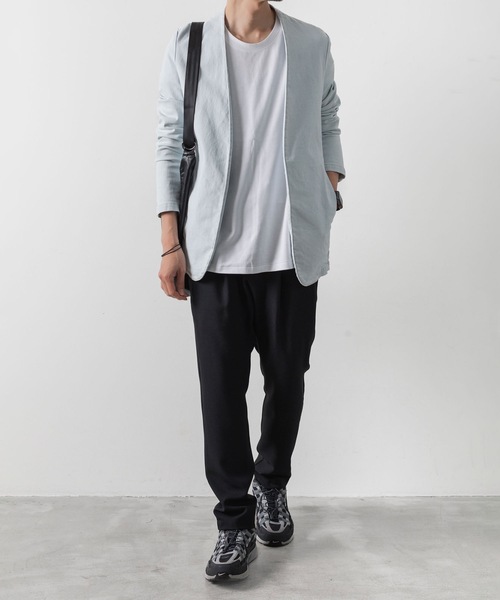 未使用品！Super Beauty ストレッチデニムノーカラーバルーンジャケット スーパービューティー Super Beauty ストレッチデニムノーカラー