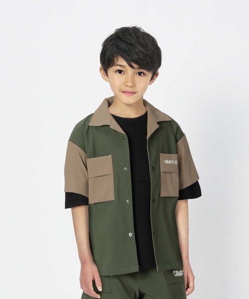 CAMP7(キャンプセブン)の「【CAMP7】マチポケットシャツ(シャツ/ブラウス・キッズ・ライトベージュ/ブルー/ベージュ/ブラック・140/160/130/105/120/150)」の1枚目の写真