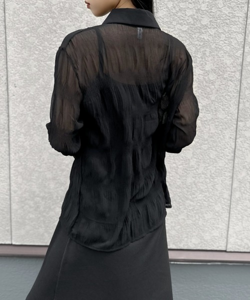 LVEU.(ラブユ.)の「【ZOZOTOWN限定】Shirring sheer shirt / シャーリングシアーシャツ(シャツ/ブラウス・レディース・ブラック/アイボリー・FREE)」の12枚目の写真