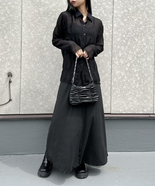 LVEU.(ラブユ.)の「【ZOZOTOWN限定】Shirring sheer shirt / シャーリングシアーシャツ(シャツ/ブラウス・レディース・ブラック/アイボリー・FREE)」の10枚目の写真