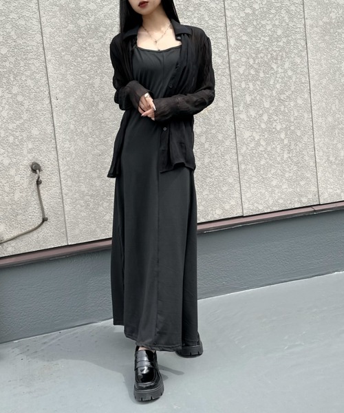 LVEU.(ラブユ.)の「【ZOZOTOWN限定】Shirring sheer shirt / シャーリングシアーシャツ(シャツ/ブラウス・レディース・ブラック/アイボリー・FREE)」の4枚目の写真