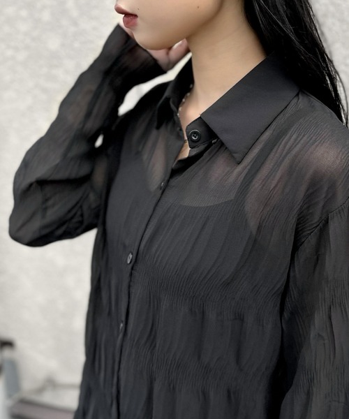 LVEU.(ラブユ.)の「【ZOZOTOWN限定】Shirring sheer shirt / シャーリングシアーシャツ(シャツ/ブラウス・レディース・ブラック/アイボリー・FREE)」の17枚目の写真