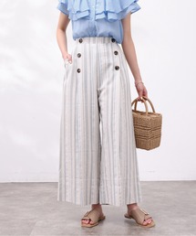 Chez toi | Wボタンマルチストライプリネンパンツ(その他パンツ)