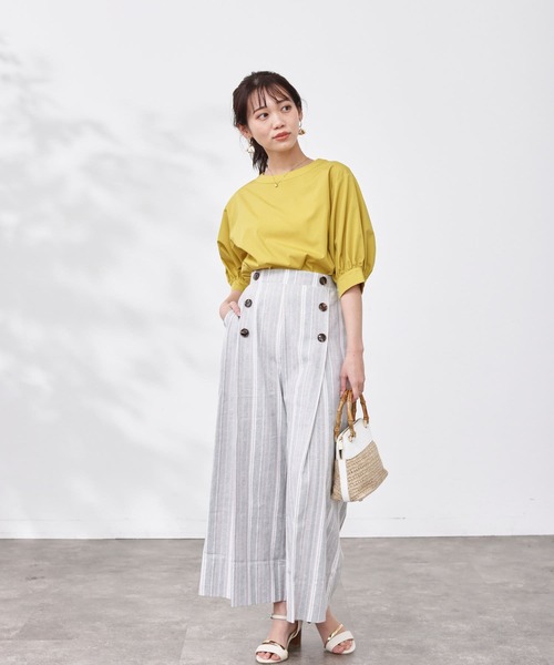 Chez toi（シェトワ）の「Wボタンマルチストライプリネンパンツ（その他パンツ・レディース・ネイビー/グレー/ベージュ・FREE）」の20枚目の写真