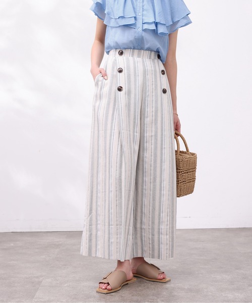 Chez toi（シェトワ）の「Wボタンマルチストライプリネンパンツ（その他パンツ・レディース・ネイビー/グレー/ベージュ・FREE）」の22枚目の写真