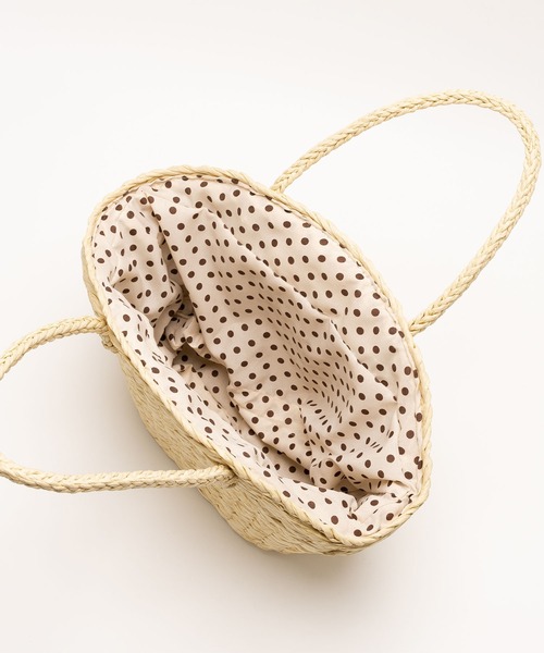SVEC（シュベック）の「ドット柄×雑材 かごバッグ（かごバッグ・レディース・ベージュ/ホワイト・FREE）」の12枚目の写真