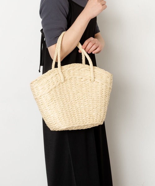 SVEC（シュベック）の「ドット柄×雑材 かごバッグ（かごバッグ・レディース・ベージュ/ホワイト・FREE）」の17枚目の写真