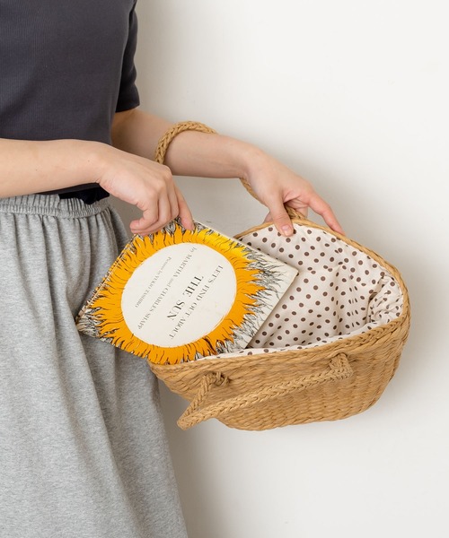 SVEC（シュベック）の「ドット柄×雑材 かごバッグ（かごバッグ・レディース・ベージュ/ホワイト・FREE）」の21枚目の写真