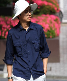 417 EDIFICE | 【予約】80/-ナチュラルコットンミリタリー 7/S シャツ(シャツ/ブラウス)